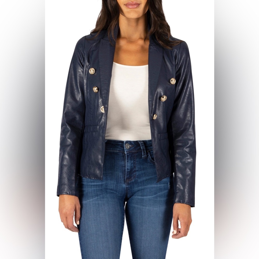 KUT Ciana Faux Leather Blazer - medium
